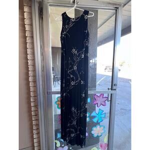 Vintage 90's Positive Attitude black floral maxi dress size 10